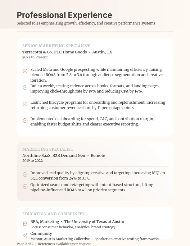 Strategic Brand Marketing Professional Resume
