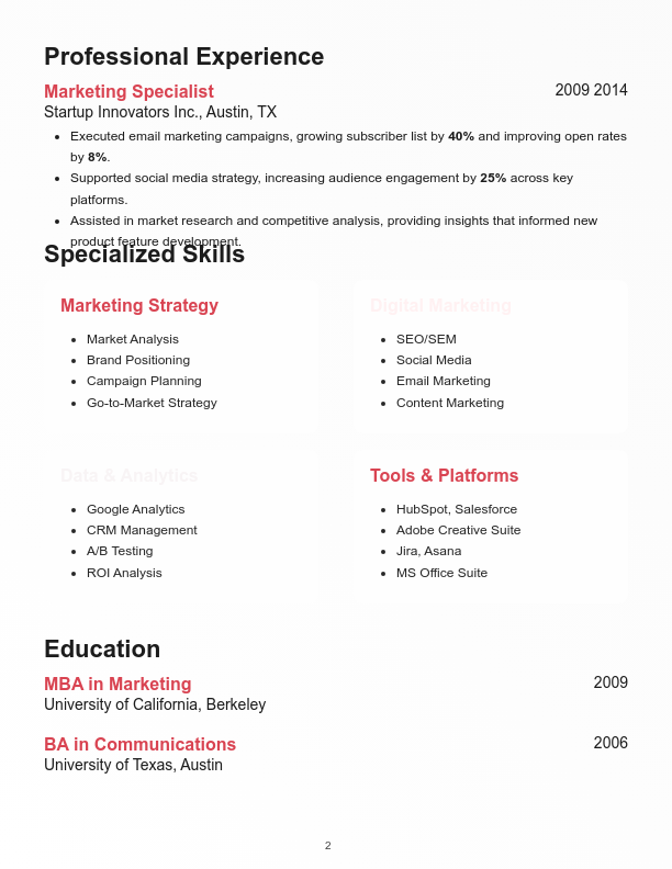 Strategic Growth Marketing Lead Resume