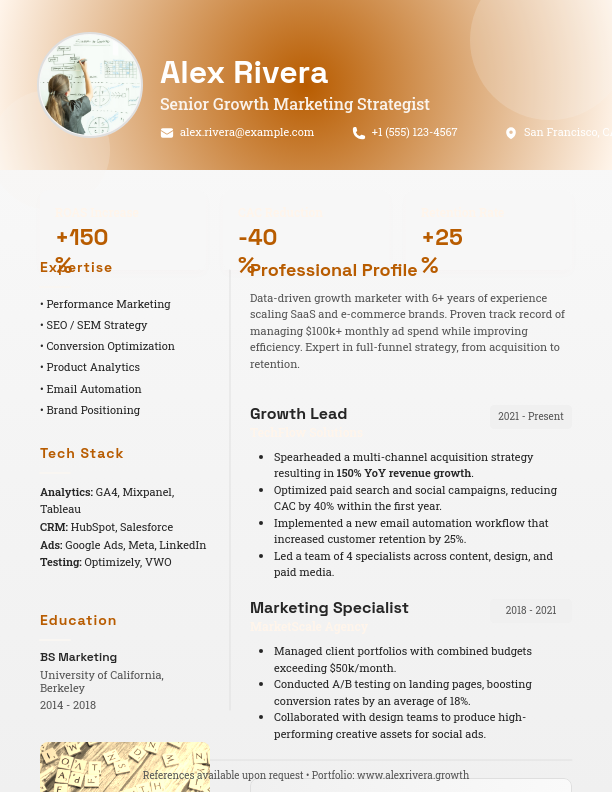 Strategic Growth Marketing Professional Bio