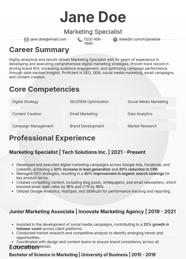 Strategic Growth Marketing Professional Profile