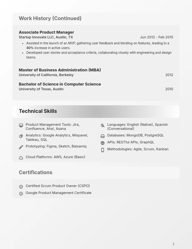 Strategic Product Leader Professional Profile