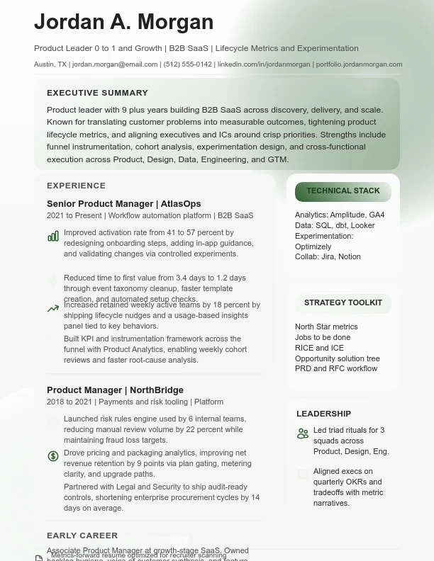Strategic Technical Product Manager Resume