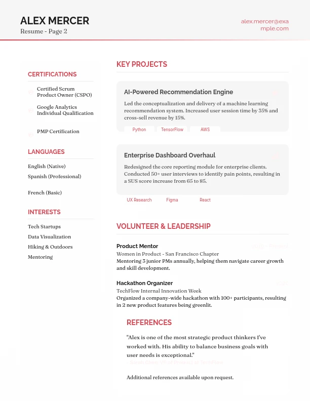 Strategic Product Leader Professional Profile