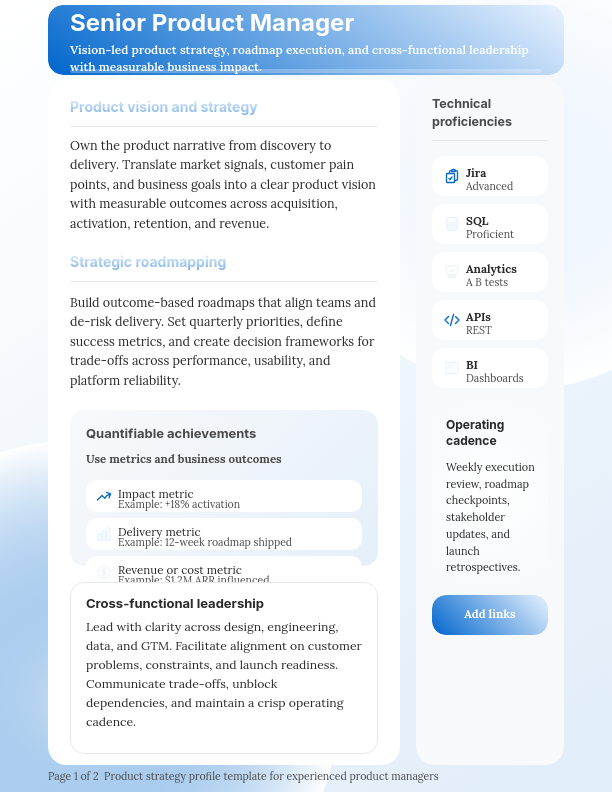 Strategic Product Manager Career Roadmap