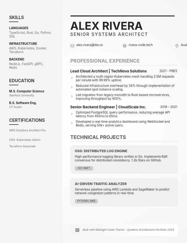 Modern Full Stack Software Engineer Resume