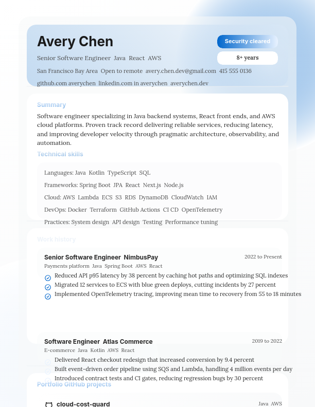 Professional Full Stack Engineer Profile