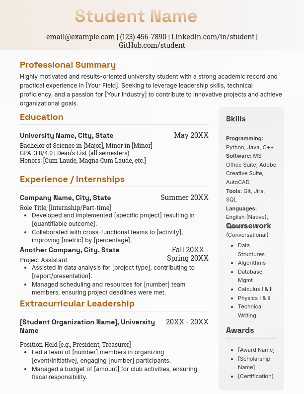 Modern Undergraduate Career Starter