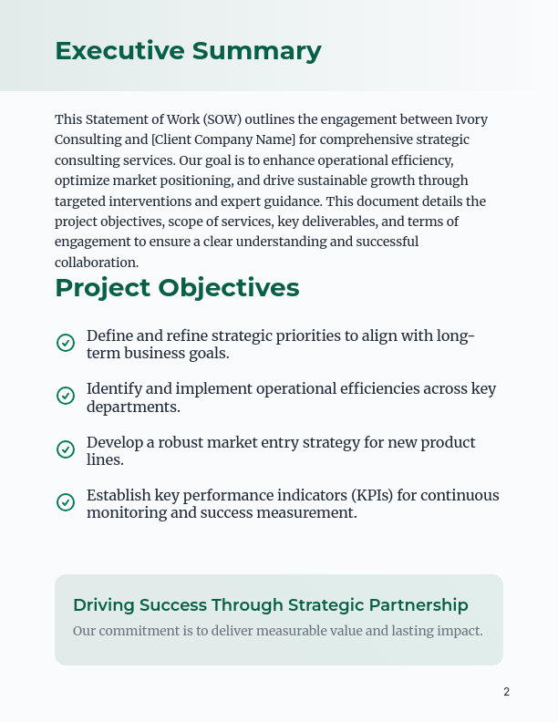 Strategic Business Consulting Statement of Work