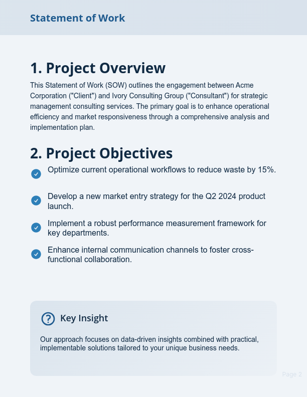 Strategic Management Consulting Scope
