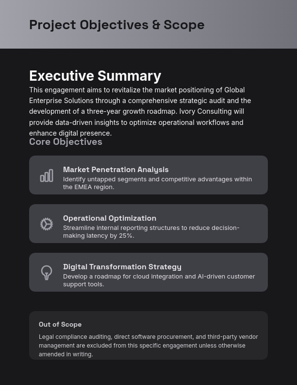 Strategic Business Advisory Scope of Work