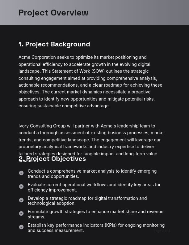 Strategic Consulting Project Scope