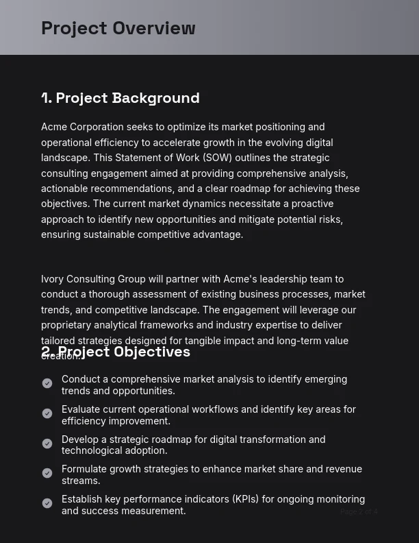 Strategic Consulting Project Scope