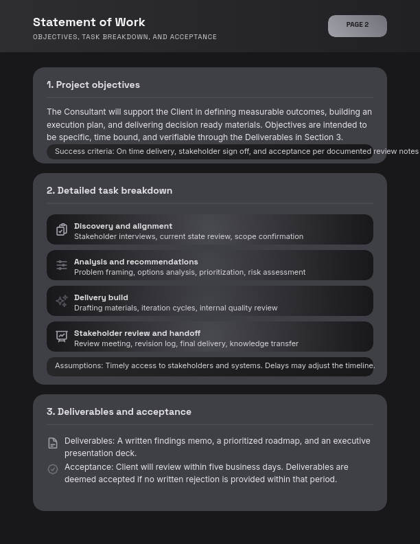 Strategic Business Consulting Scope of Work