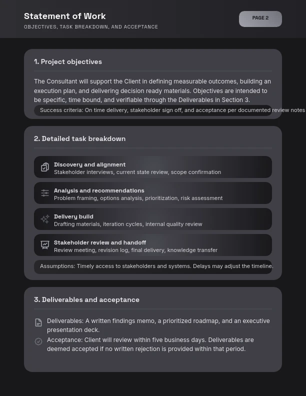 Strategic Business Consulting Scope of Work
