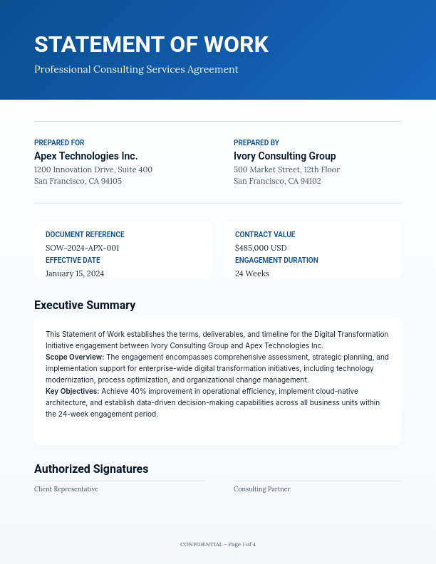 Professional Consulting Project Scope & Terms