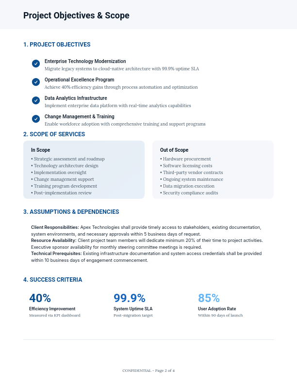 Professional Consulting Project Scope & Terms