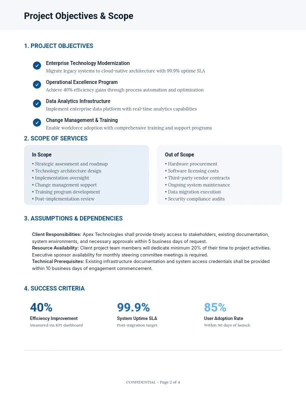 Professional Consulting Project Scope & Terms