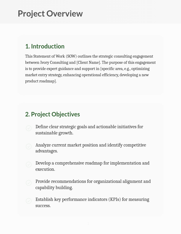 Strategic Management Consulting Scope of Work