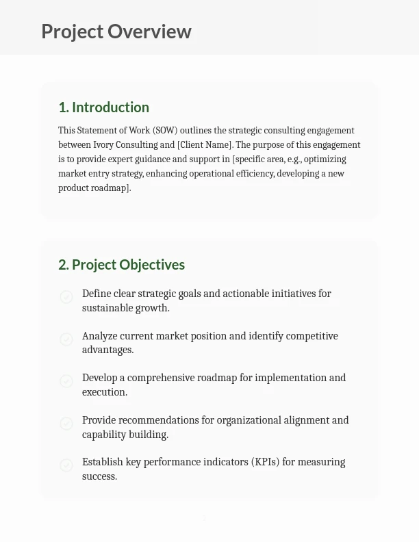 Strategic Management Consulting Scope of Work