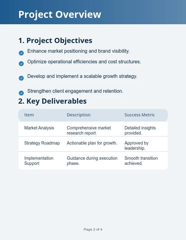 Strategic Business Advisory Scope of Work