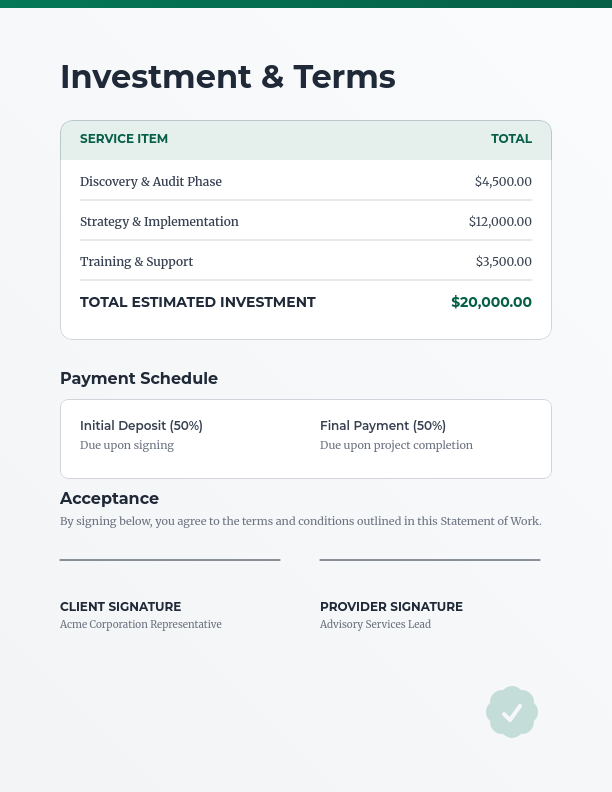 Professional Advisory Engagement Scope