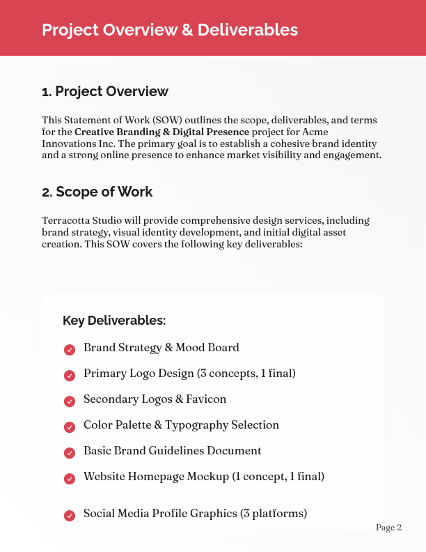 Creative Design Project Scope and Timeline