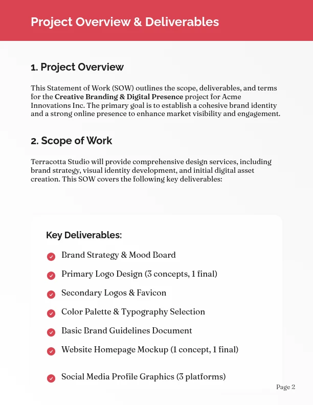 Creative Design Project Scope and Timeline