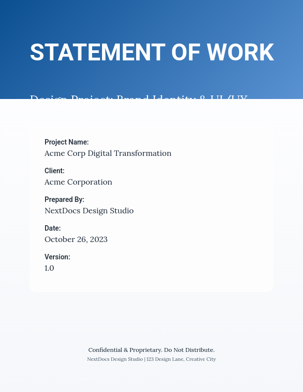 Design Project Scope and Service Agreement