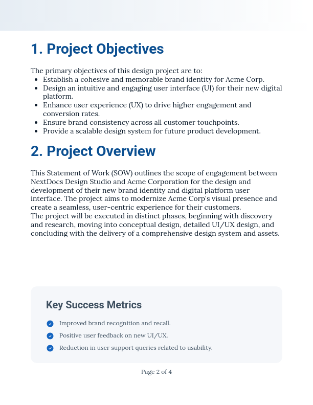 Design Project Scope and Service Agreement