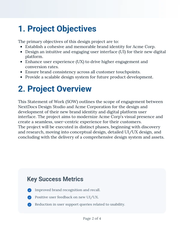 Design Project Scope and Service Agreement