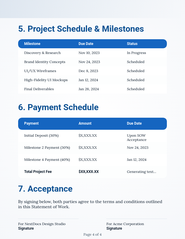 Design Project Scope and Service Agreement