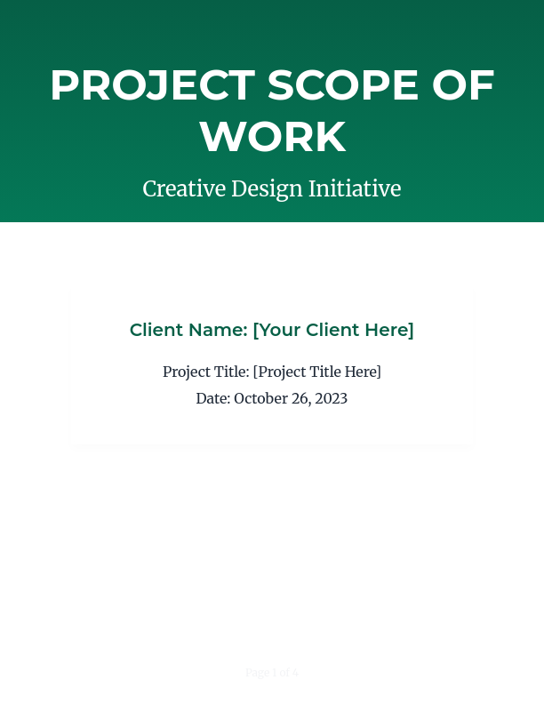 Creative Design Services Project Scope