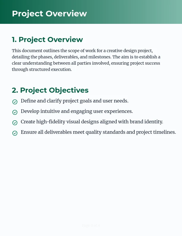 Creative Design Services Project Scope