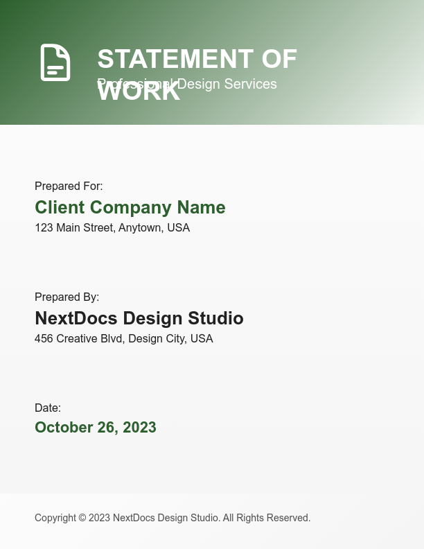 Design Services Scope and Deliverables