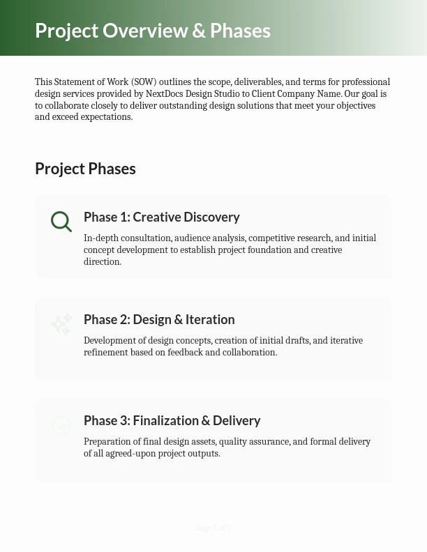 Design Services Scope and Deliverables