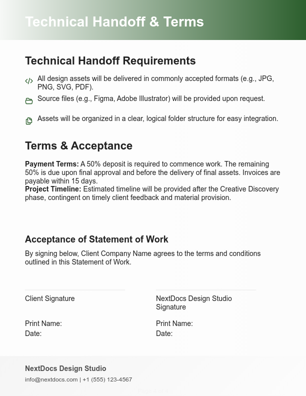 Design Services Scope and Deliverables