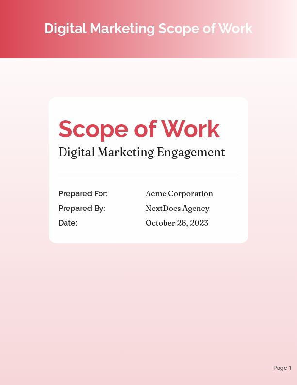 Digital Marketing Campaign Scope of Work