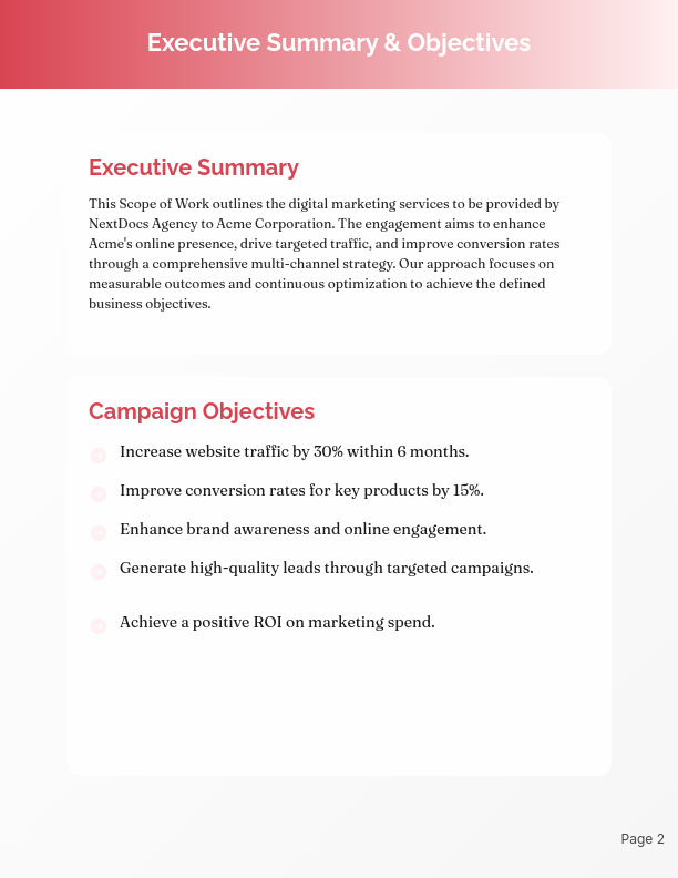 Digital Marketing Campaign Scope of Work