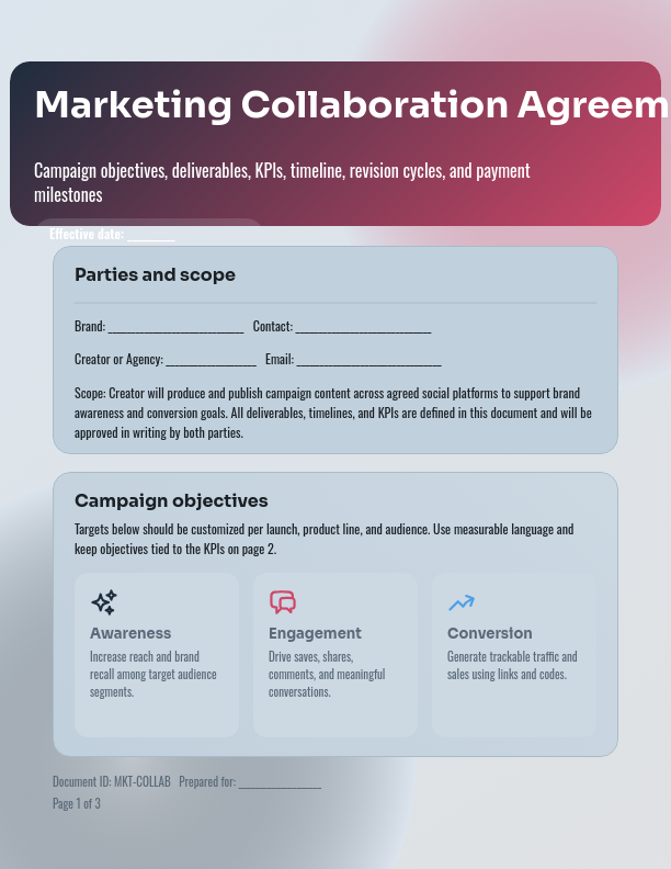 Influencer Campaign Statement of Work