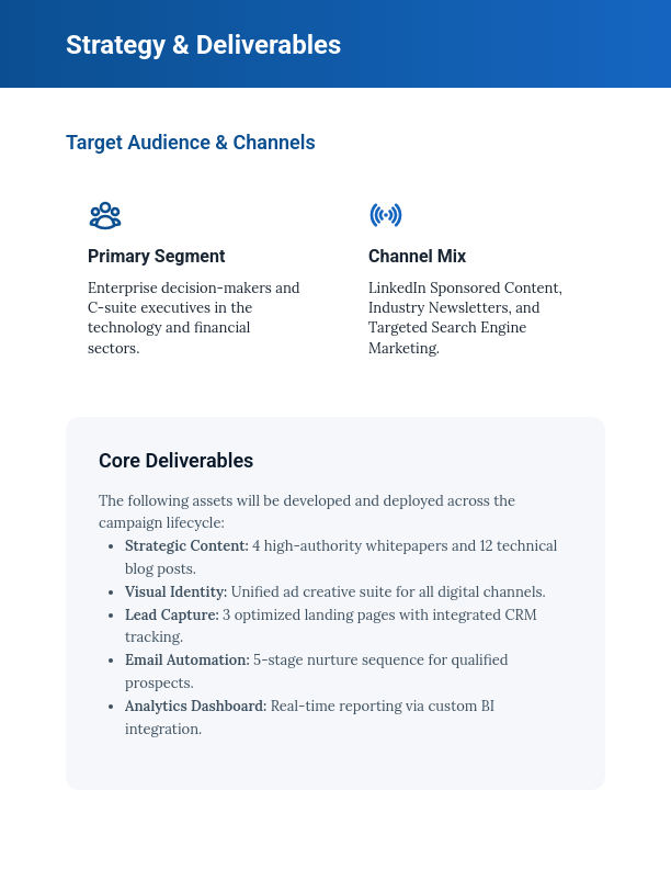 Strategic Marketing Campaign Scope of Work