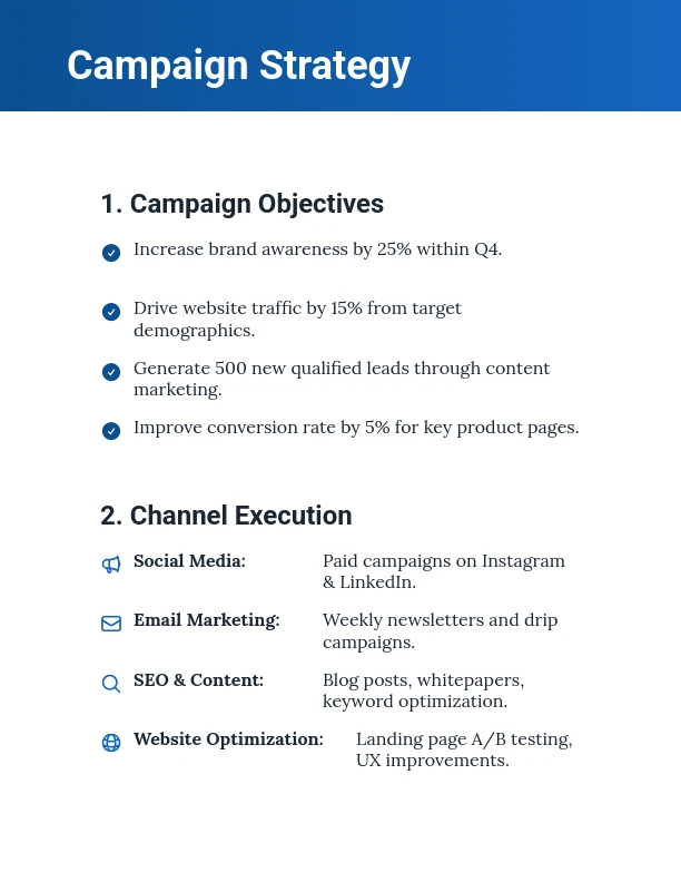 Strategic Marketing Campaign Scope of Work