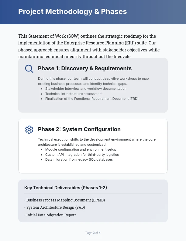 Enterprise Software Deployment Scope of Work