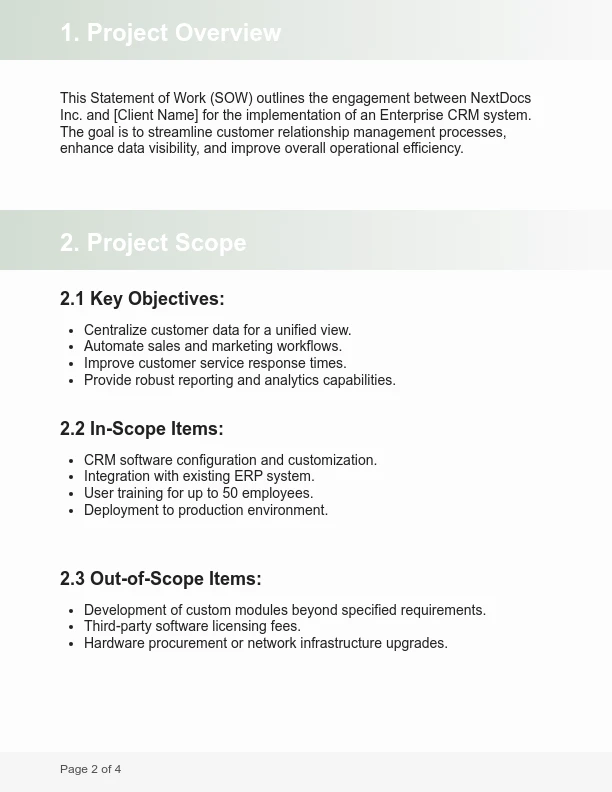 Enterprise Software Implementation SOW