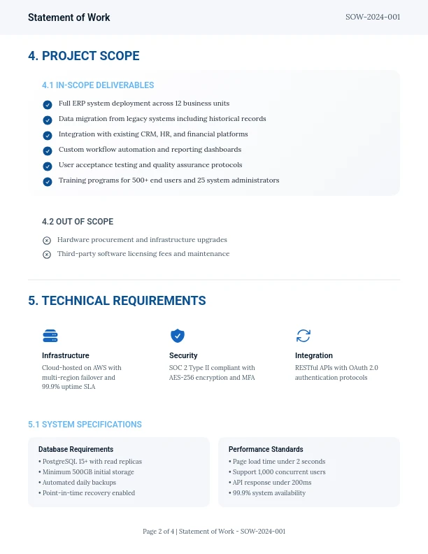 Enterprise Software Implementation SOW