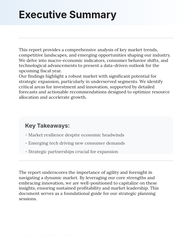 Comprehensive Annual Market Outlook Report