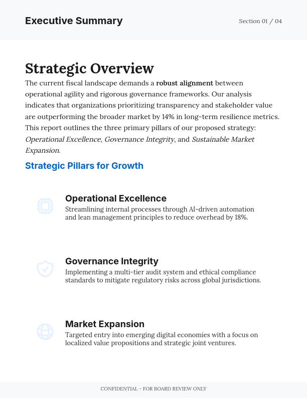 Board Level Strategic Governance Insight