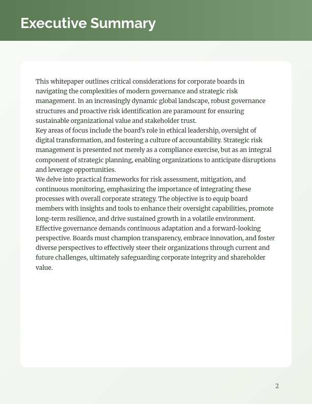 Board-Level Strategic Governance Brief