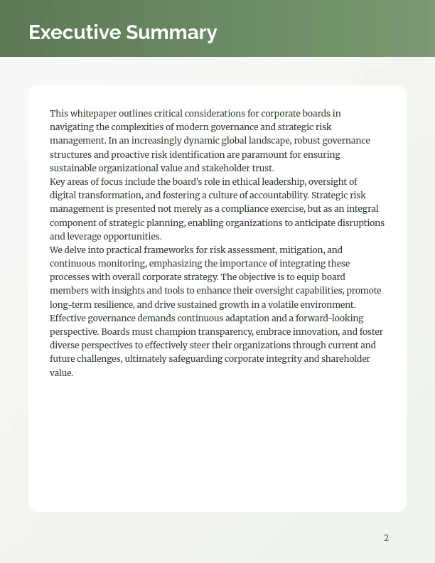 Board-Level Strategic Governance Brief