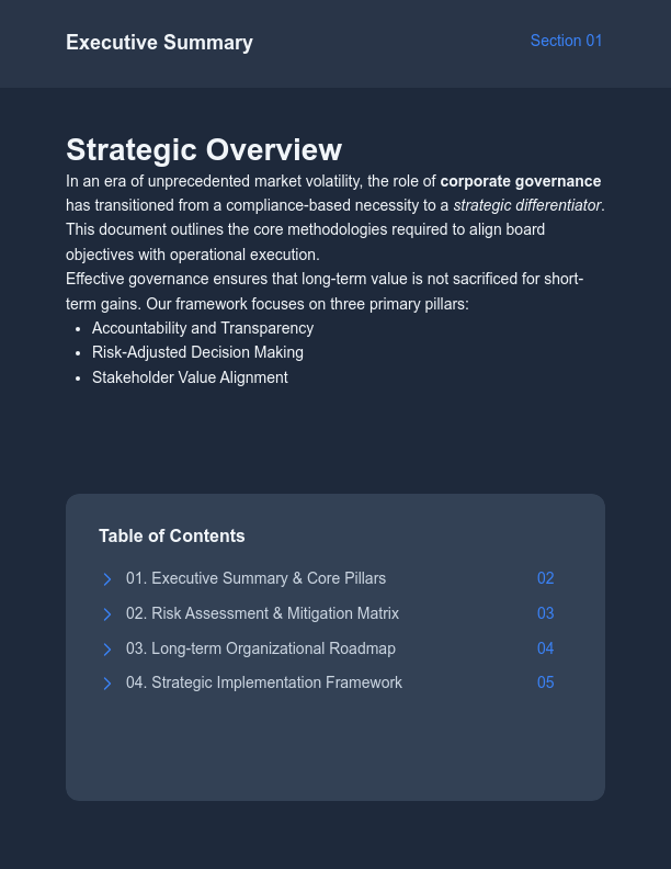 Executive Board Advisory & Governance