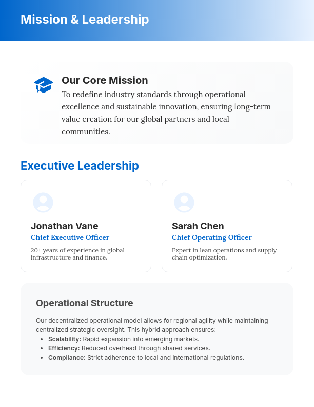 Executive Corporate Profile & Strategic Vision